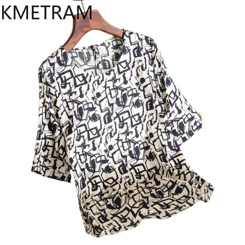 KMETRAM 89.9% mulberry silk T Shirts for Women Printed Short Sleeve T-shirt Real Slik Summer Tops 2026 Woman Clothes Футболка
KMETRAM 89.9% mulberry silk T Shirts for Women Printed Short Sleeve T-shirt Real Slik Summer Tops 2026 Woman Clothes Футболка