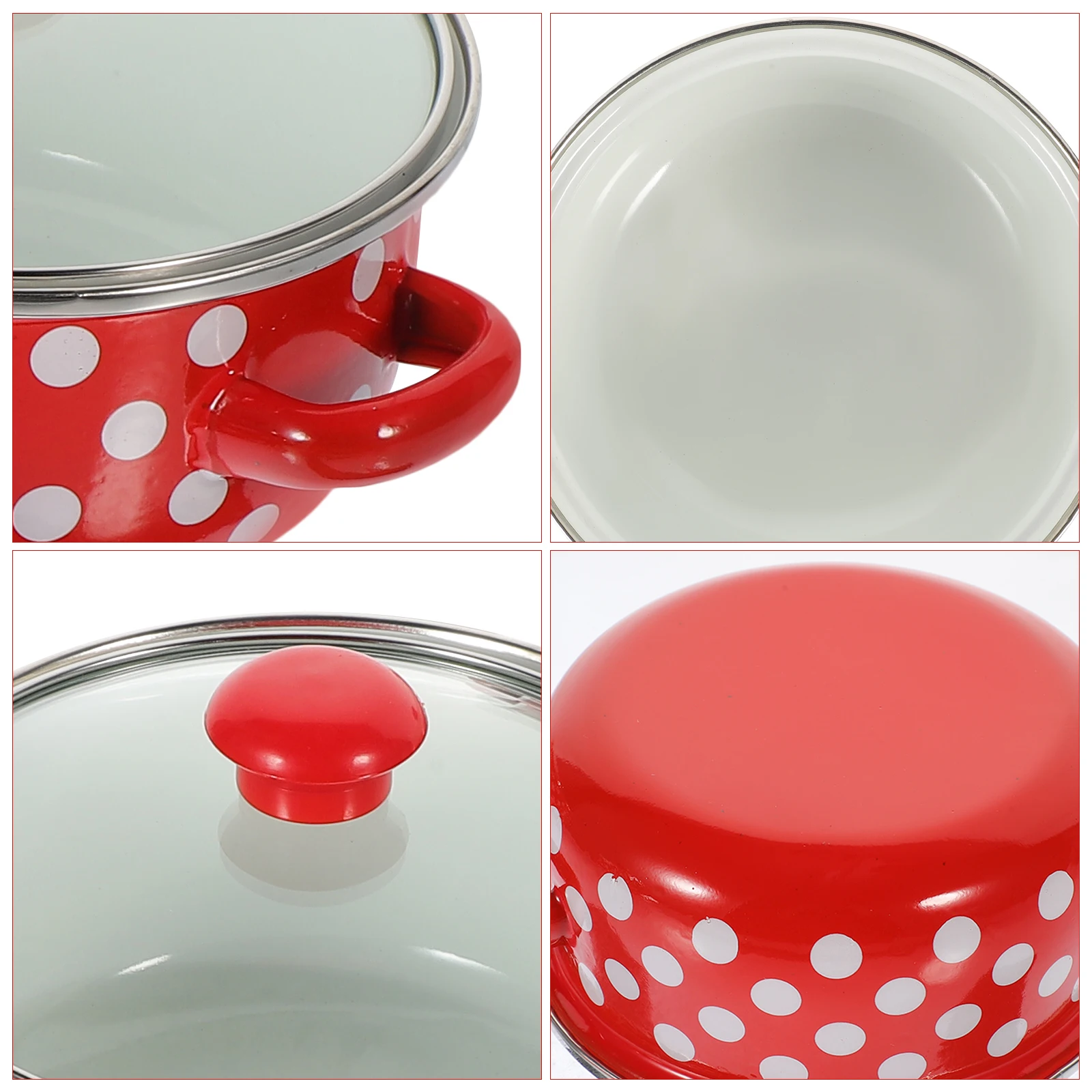 Mini Soup Pot Three-piece Set 12-14-16 Red Dots Enamel Cooking Pots Saucepan Handles Non-stick Flat-bottomed Kitchen Tool Steam
Mini Soup Pot Three-piece Set 12-14-16 Red Dots Enamel Cooking Pots Saucepan Handles Non-stick Flat-bottomed Kitchen Tool Steam