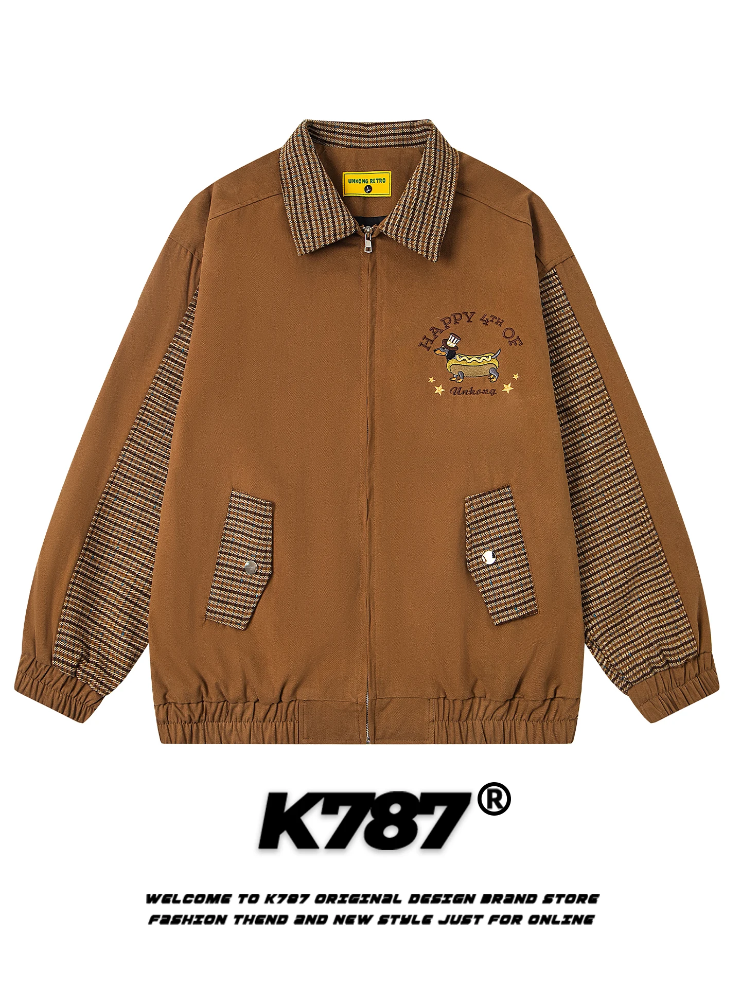 K787 American Retro Fun Sausage Dog Embroidery Jaet Loose Casual Couple Outerwear Cotton Long Sve Zipper Closure Youth P...
K787 American Retro Fun Sausage Dog Embroidery Jaet Loose Casual Couple Outerwear Cotton Long Sve Zipper Closure Youth P...