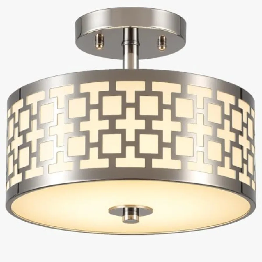Semi Flush Mount Ceiling LED Light Fixture Hanging with Drum Shade for Dining and Living Room Kitchen Office Shop Entryway and
Semi Flush Mount Ceiling LED Light Fixture Hanging with Drum Shade for Dining and Living Room Kitchen Office Shop Entryway and