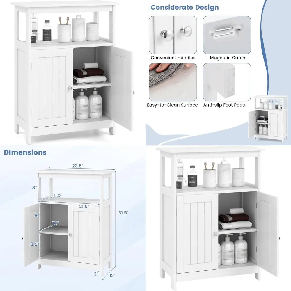 Современный белый деревянный напольный шкаф с 2 дверцами и 3 регулируемыми полками, органайзер для хранения для прихожей, гостиной, кухни
Современный белый деревянный напольный шкаф с 2 дверцами и 3 регулируемыми полками, органайзер для хранения для прихожей, гостиной, кухни