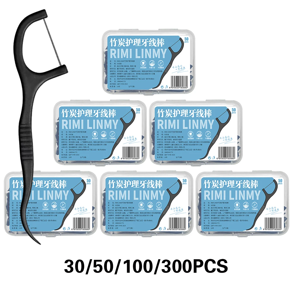 RIMI SMILE Bamboo Charcoal Dental Floss Picks 30/50/100/300PCS Ultra Smooth Floss Sticks Daily Interdental Cleaning Oral Care Fa
RIMI SMILE Bamboo Charcoal Dental Floss Picks 30/50/100/300PCS Ultra Smooth Floss Sticks Daily Interdental Cleaning Oral Care Fa