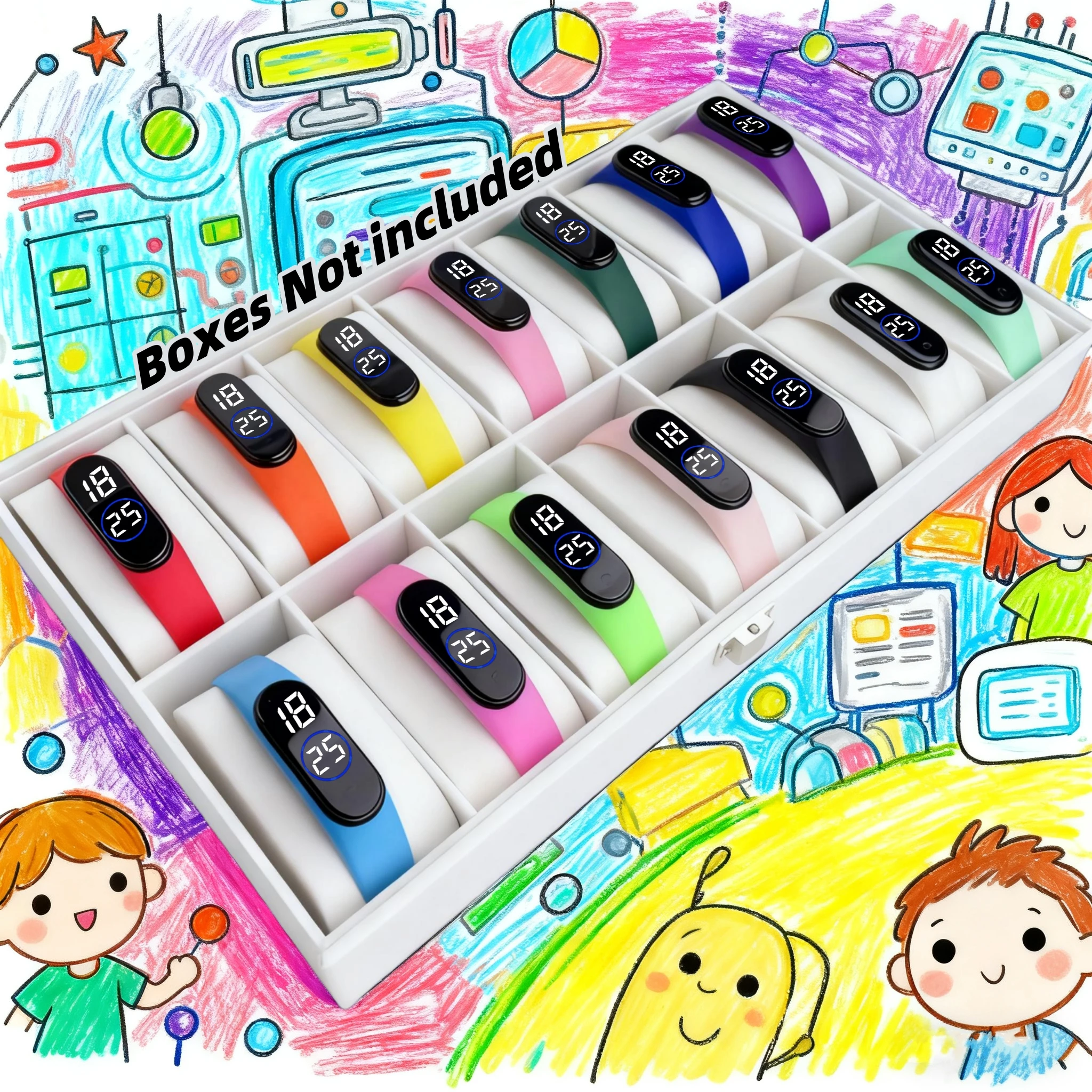 14-piece minimalist blue ring digital white light series watch and bracelet set - vibrant digital bracelet, durable PVC strap, s
14-piece minimalist blue ring digital white light series watch and bracelet set - vibrant digital bracelet, durable PVC strap, s
