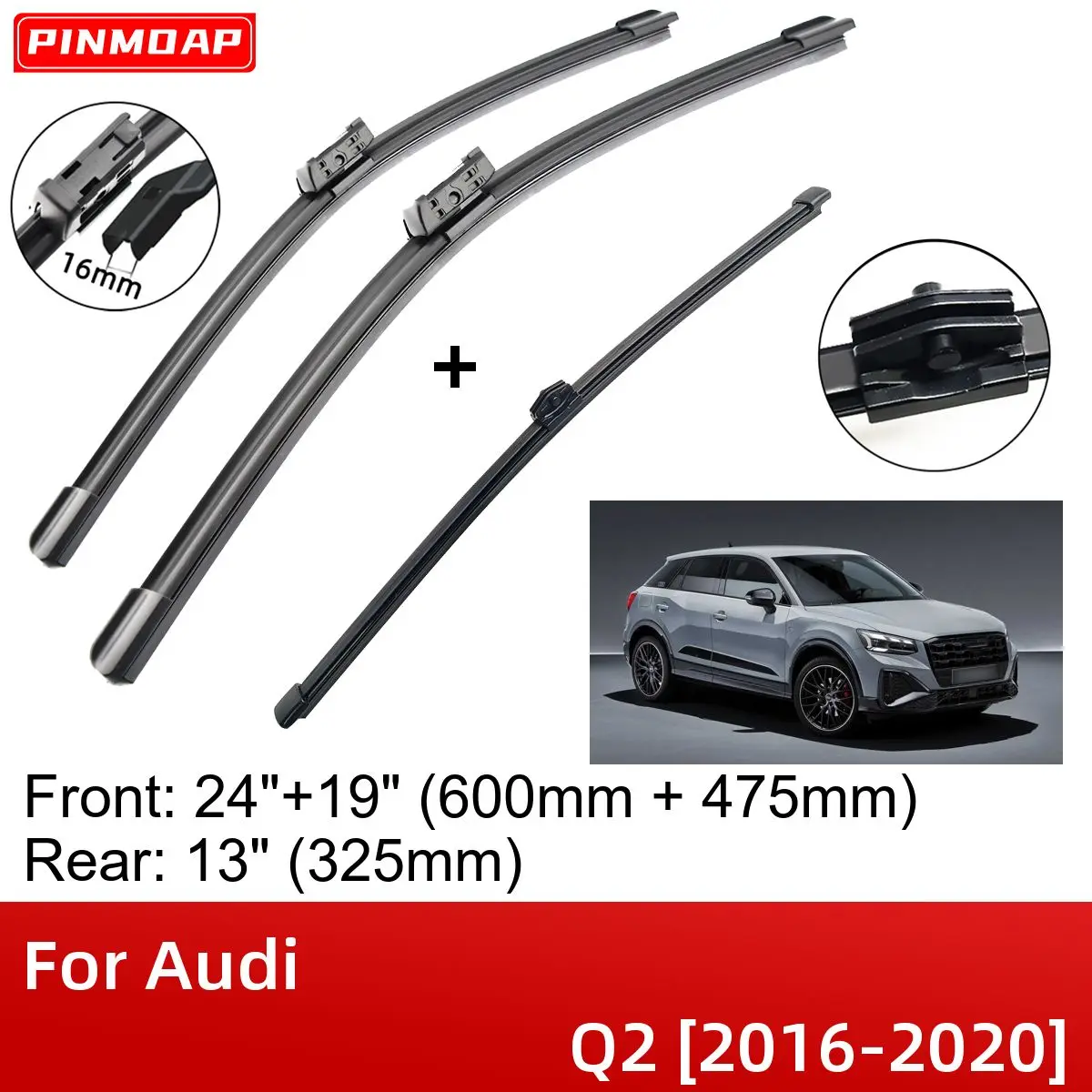 For Audi Q2 2016-2020 24"+19"+13" Front Rear Wiper Blades Brushes Cutter Accessories 2016 2017 2018 2019 2020
For Audi Q2 2016-2020 24"+19"+13" Front Rear Wiper Blades Brushes Cutter Accessories 2016 2017 2018 2019 2020