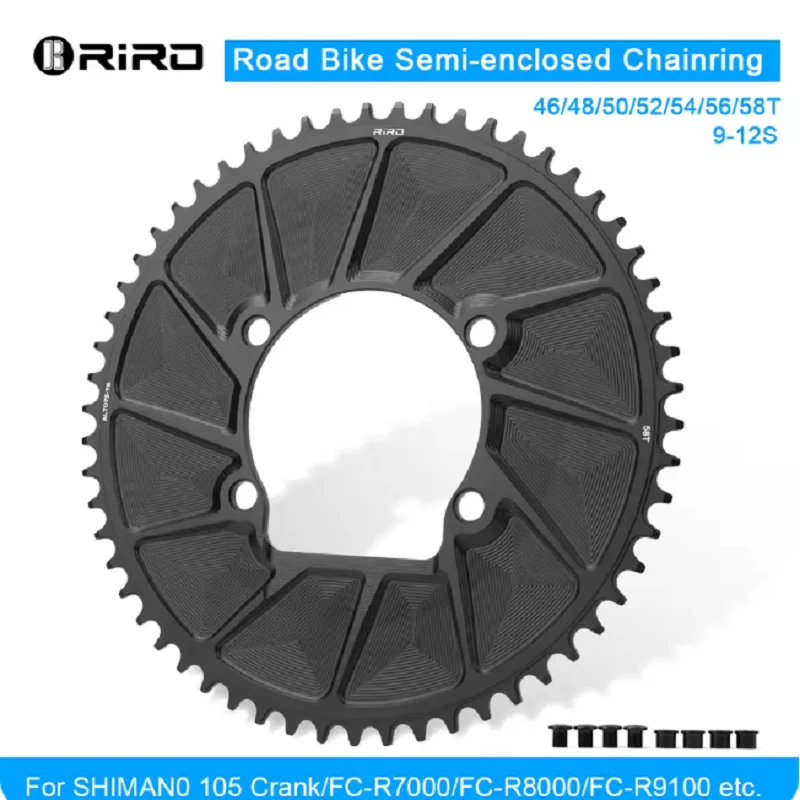 RIRO Bicycle Chainwheel 110BCD 46/48/50/52/54/56/58T Bike Crown Chainring Road Bike Single Sprocket for Shimano 105/FC-R7000 
RIRO Bicycle Chainwheel 110BCD 46/48/50/52/54/56/58T Bike Crown Chainring Road Bike Single Sprocket for Shimano 105/FC-R7000