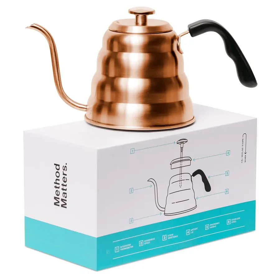 Warrior Gooseneck Kettle for Pour Over Coffee and Tea with Thermometer for Exact Temperature, Precision Pour Drip Spout, Compat
Warrior Gooseneck Kettle for Pour Over Coffee and Tea with Thermometer for Exact Temperature, Precision Pour Drip Spout, Compat