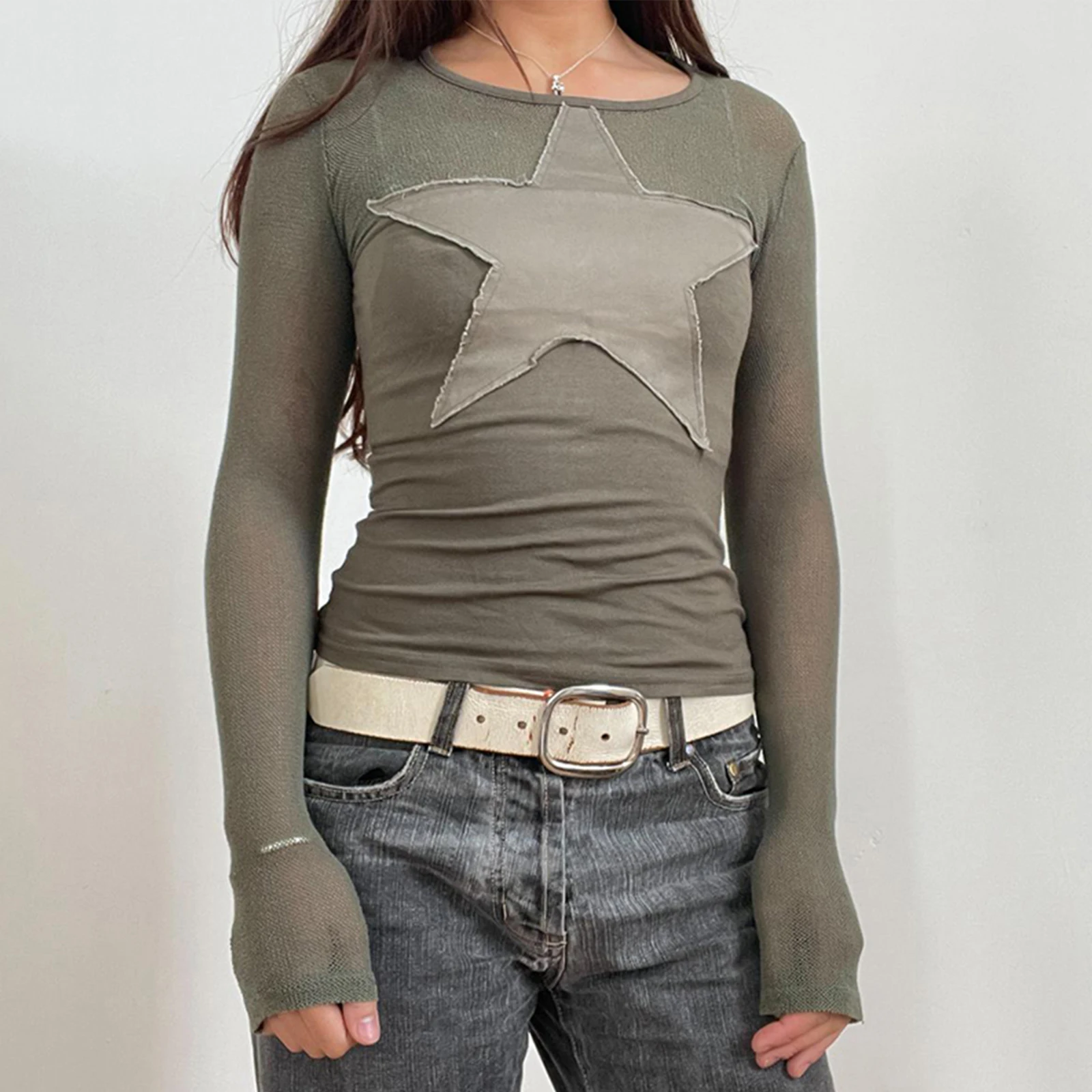 Women's Fall Star Patch Crop Tops Slim Fit Round Neck Long Sleeve T-Shirt Casual Streetwear
Women's Fall Star Patch Crop Tops Slim Fit Round Neck Long Sleeve T-Shirt Casual Streetwear