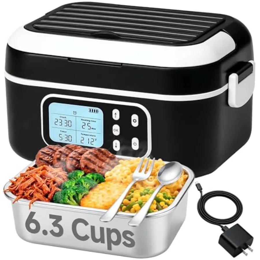 Portable meal heater for work/travel, stainless steel, black, 1.5L ccity with 27000mAh battery and 100W self-heating
Portable meal heater for work/travel, stainless steel, black, 1.5L ccity with 27000mAh battery and 100W self-heating