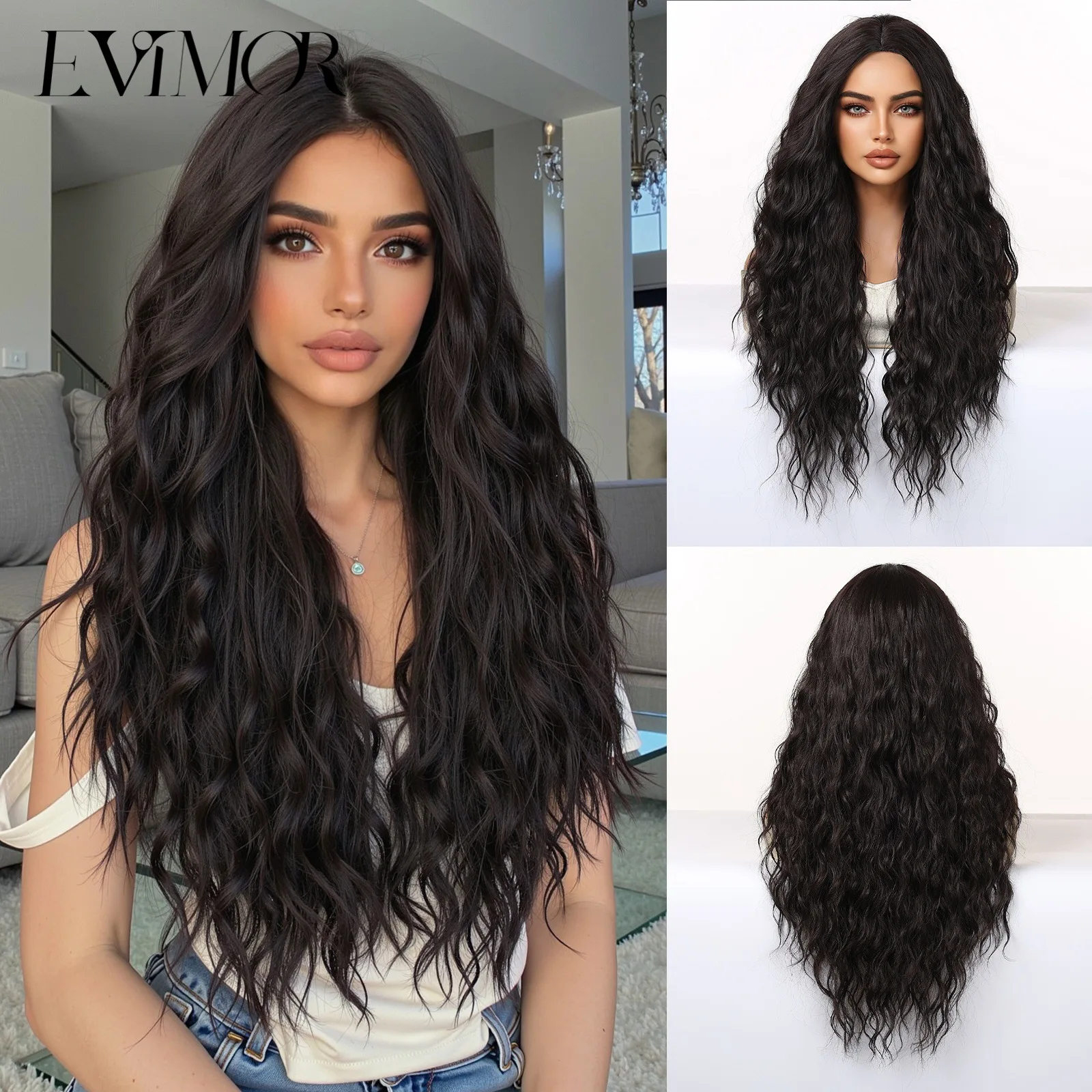Black Long Curly Synthetic Wig Natural Water Wave Hair, Heat Resistant Wig for Women Daily Party Cosplay
Black Long Curly Synthetic Wig Natural Water Wave Hair, Heat Resistant Wig for Women Daily Party Cosplay