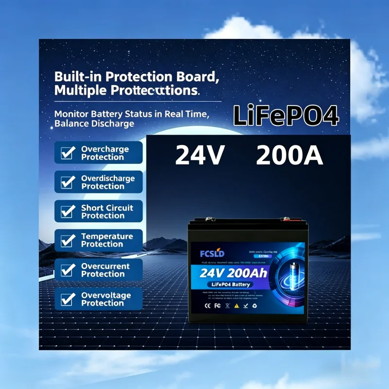 24V 100Ah-200Ah LiFePO4 Battery with 200A BMS Deep Cycle Lithium Iron Phosphate Battery for Solar, Off-Grid, RV and Marine Use
24V 100Ah-200Ah LiFePO4 Battery with 200A BMS Deep Cycle Lithium Iron Phosphate Battery for Solar, Off-Grid, RV and Marine Use