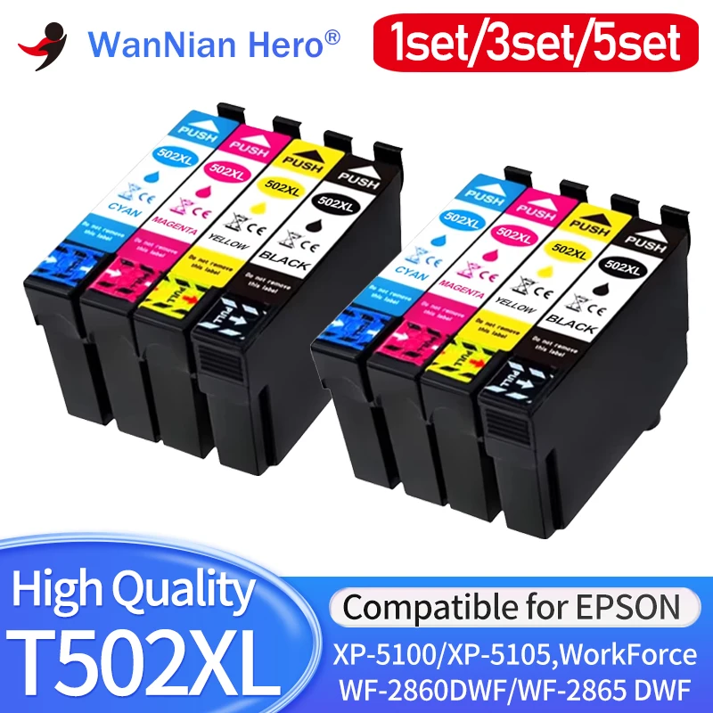 1set~5set T502XL 502 502XL full Ink Cartridge with Chip Compatible for epson XP5100 xp5105 WorkForce WF2860 WF2865 DWF printers
1set~5set T502XL 502 502XL full Ink Cartridge with Chip Compatible for epson XP5100 xp5105 WorkForce WF2860 WF2865 DWF printers