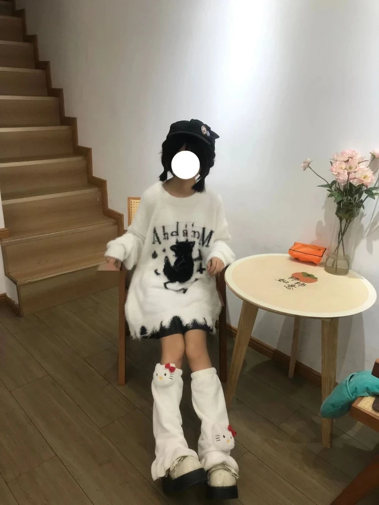 American Vintage Long Sleeve Kawaii Sweater Women Casual Evil Embroidery O-Neck Slim Pullover Sweet Distressed Spring Autumn
American Vintage Long Sleeve Kawaii Sweater Women Casual Evil Embroidery O-Neck Slim Pullover Sweet Distressed Spring Autumn