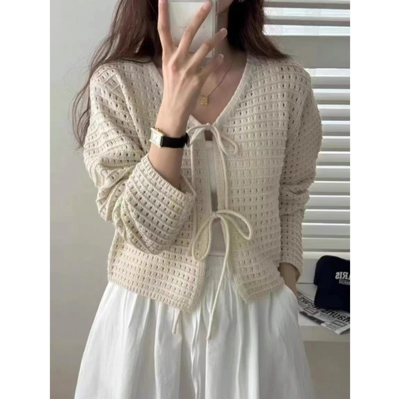 Pointelle Knit Tie Up Cardigan for Women Long Sleeve Hollow Out Openwork Blouse Jacket Spring Summer Cottagecore Beach Outfit
Pointelle Knit Tie Up Cardigan for Women Long Sleeve Hollow Out Openwork Blouse Jacket Spring Summer Cottagecore Beach Outfit