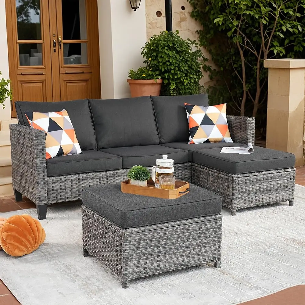 Patio Sofa 3 Pieces Patio Furniture Set Outdoor Wicker Sofa Couch With Ottomans Thi Cushions, All Weather Rattan Conversation
Patio Sofa 3 Pieces Patio Furniture Set Outdoor Wicker Sofa Couch With Ottomans Thi Cushions, All Weather Rattan Conversation