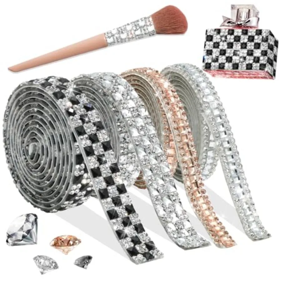 Crystal Rhinestone Ribbons, Assorted Styles Rhinestone Strips for Crafts, Self Adhesive Rhinestones Glass Sticker, Bling 4 Roll
Crystal Rhinestone Ribbons, Assorted Styles Rhinestone Strips for Crafts, Self Adhesive Rhinestones Glass Sticker, Bling 4 Roll