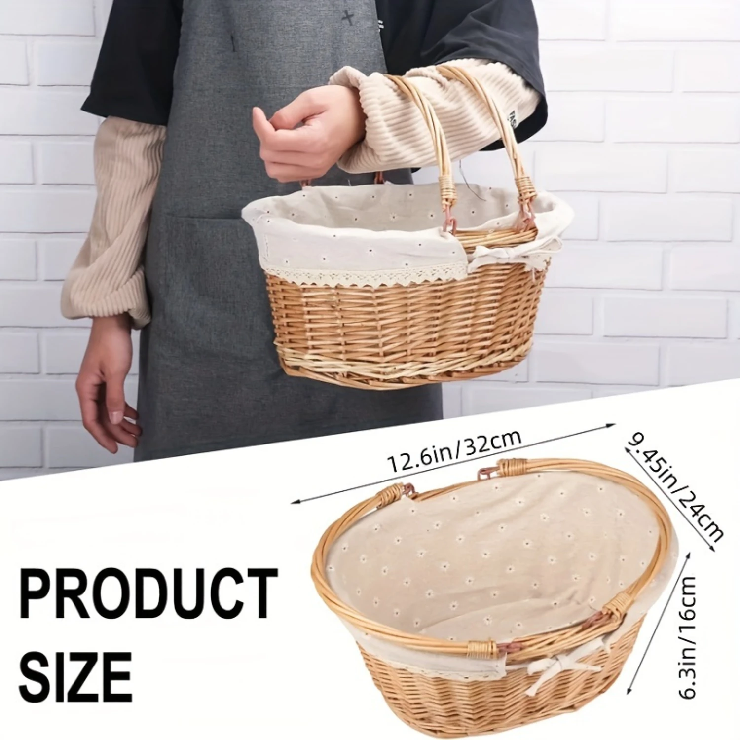 1pc Camping Picnic Basket Wicker Woven Basket, Attractive Willow Basket With Elegant Linen Cloth Lining, Wicker Basket With Hand
1pc Camping Picnic Basket Wicker Woven Basket, Attractive Willow Basket With Elegant Linen Cloth Lining, Wicker Basket With Hand