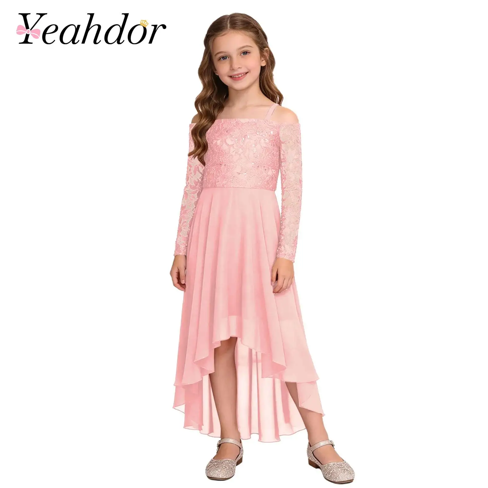 Girls Elegant Party Gown Cold Shoulder Floral Lace Flower Girl Dresses Children Chiffon High-low Dress for Birthday Wedding Prom
Girls Elegant Party Gown Cold Shoulder Floral Lace Flower Girl Dresses Children Chiffon High-low Dress for Birthday Wedding Prom