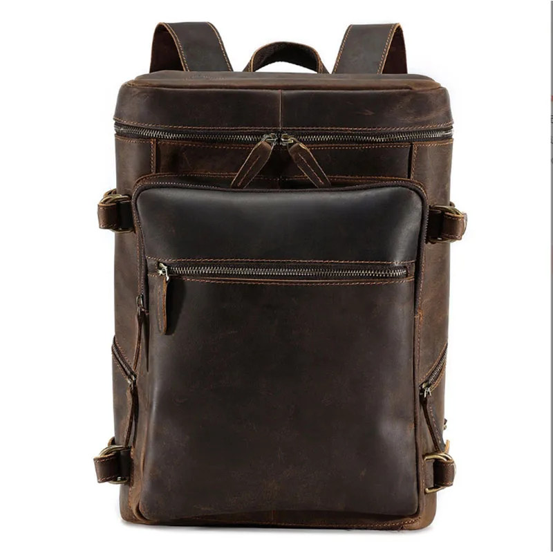 Men's leather double backpack leather retro computer bag outdoor sports travel storage casual backpack
Men's leather double backpack leather retro computer bag outdoor sports travel storage casual backpack