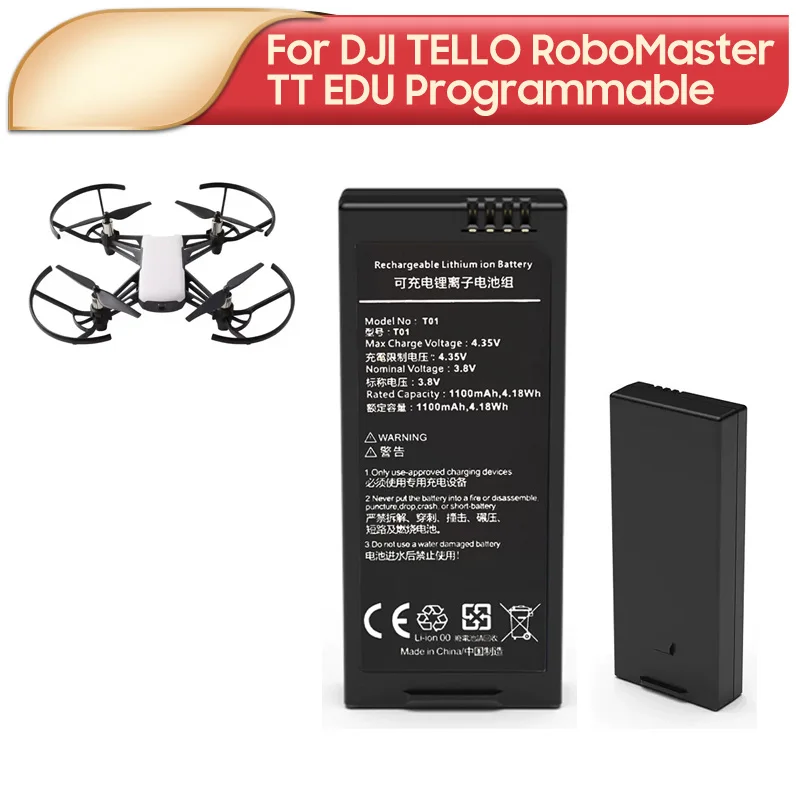 3.8V 1100mAh New Battery For DJI TELLO RoboMaster TT EDU Programmable
3.8V 1100mAh New Battery For DJI TELLO RoboMaster TT EDU Programmable
