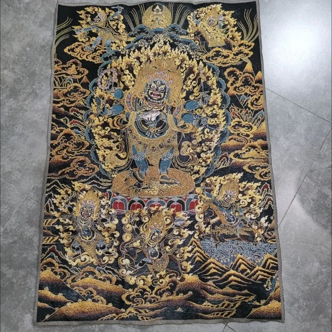 Tibetan Buddha statue, Nepalese thangka embroidery, six-armed black mahagala, Tibetan thangka 60 * 0
Tibetan Buddha statue, Nepalese thangka embroidery, six-armed black mahagala, Tibetan thangka 60 * 0