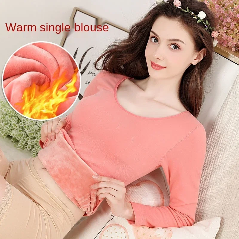 Thermal Underwear Ladies Tops Plus Velvet Thickening Bottoming Shirt Autumn Clothes Winter Season Tight Underwear
Thermal Underwear Ladies Tops Plus Velvet Thickening Bottoming Shirt Autumn Clothes Winter Season Tight Underwear