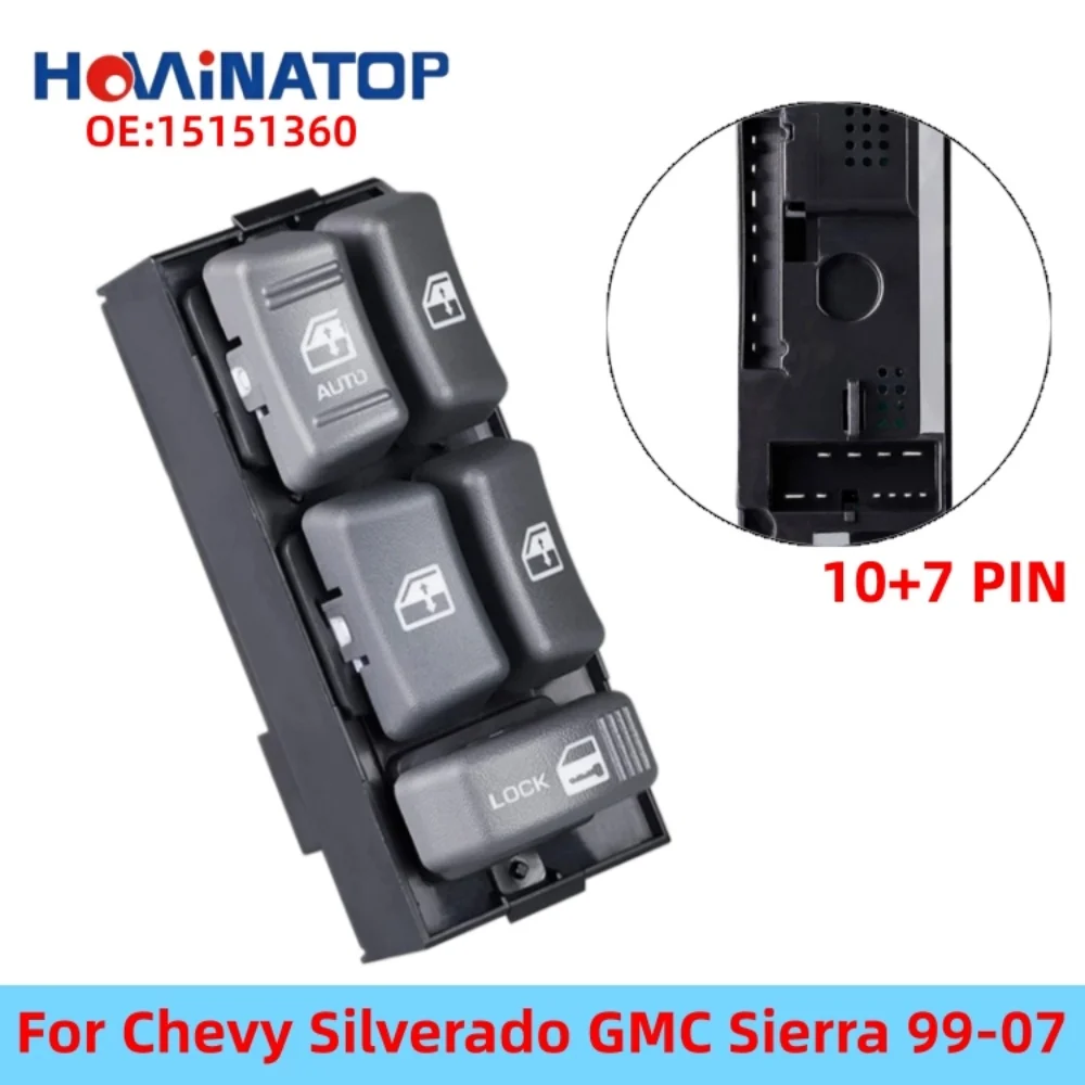 HOWINATOP 15151360 10+7Pin Window Power Window Master Switch Single Auto For Chevy Silverado GMC Sierra 99-07 OEM Replacement
HOWINATOP 15151360 10+7Pin Window Power Window Master Switch Single Auto For Chevy Silverado GMC Sierra 99-07 OEM Replacement