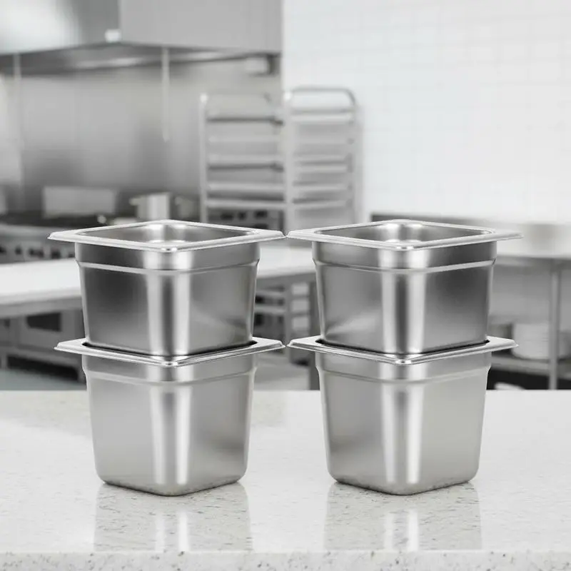 6 Pack Stainless Steam Hotel Pans, 1/6 Size Table Steam Pan, 4 Inch Deep, Anti Jam Restaurant Supplies Reusable Rustproof Catering Storage for Home, Party, Restaurant, Hotel, Buffet
6 Pack Stainless Steam Hotel Pans, 1/6 Size Table Steam Pan, 4 Inch Deep, Anti Jam Restaurant Supplies Reusable Rustproof Catering Storage for Home, Party, Restaurant, Hotel, Buffet