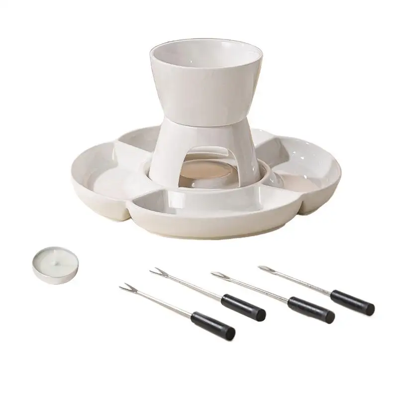 Ceramic Fondue Maker Set With Fork And Tray Candle Heating Melt Hot Pot Bowl Set For Cheese Chocolate Candy
Ceramic Fondue Maker Set With Fork And Tray Candle Heating Melt Hot Pot Bowl Set For Cheese Chocolate Candy