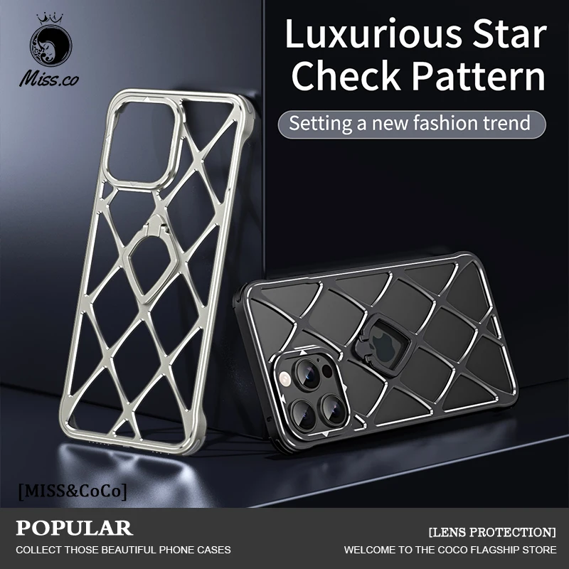Aluminum Metal Grid Heat Dissipation Holder Phone Case For iPhone 13 14 15 16 Pro Max no border shockproof For IPHONE 16 15 Case
Aluminum Metal Grid Heat Dissipation Holder Phone Case For iPhone 13 14 15 16 Pro Max no border shockproof For IPHONE 16 15 Case