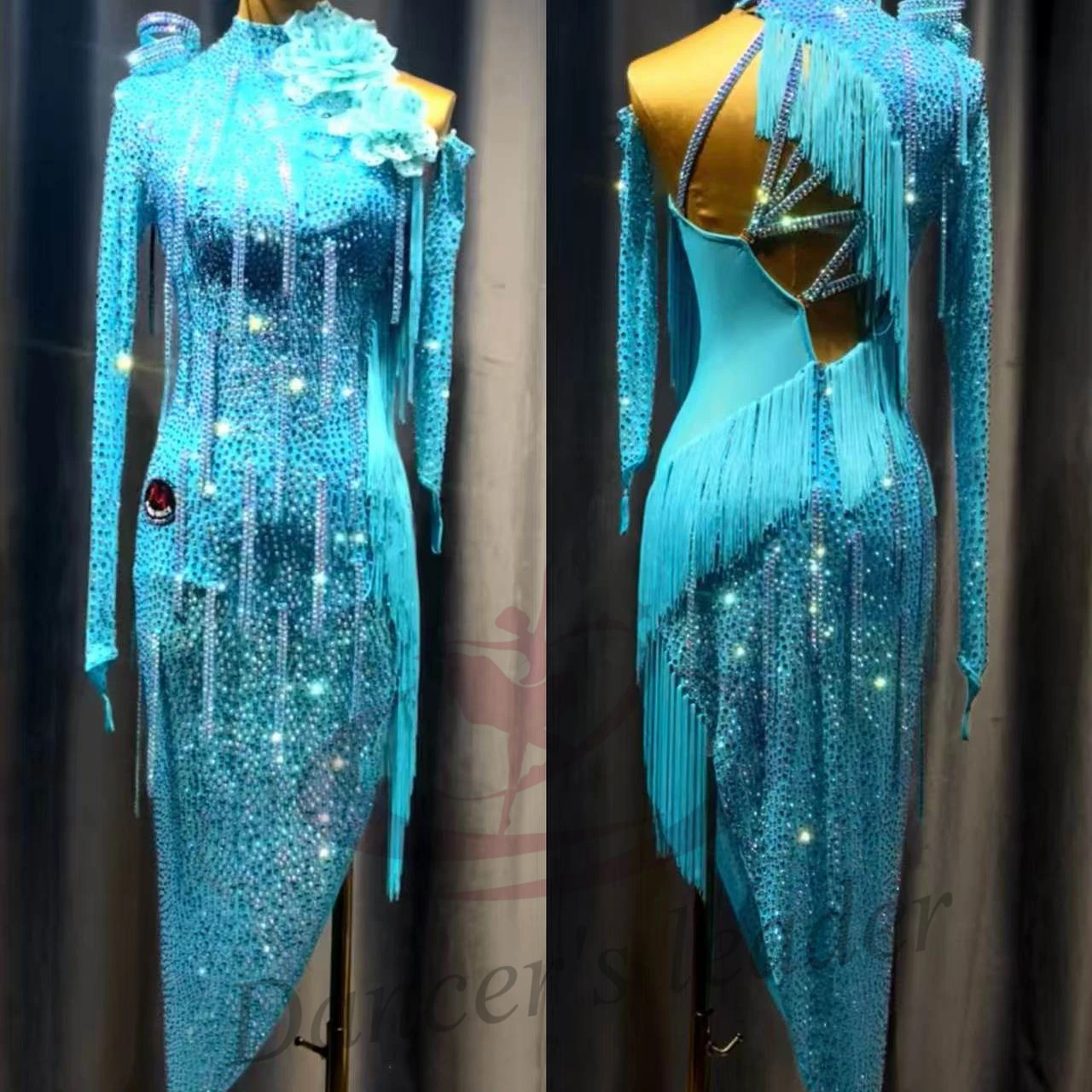 Latin Dance AB Stone Female Adult Children High end Customized Water Ice Blue Flower Dress Samba Performance Dress
Latin Dance AB Stone Female Adult Children High end Customized Water Ice Blue Flower Dress Samba Performance Dress