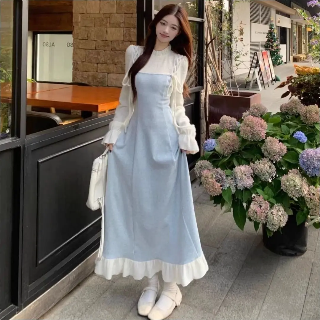 Korea Beautiful Temperament Fake Two-Piece Black Ear Dress 2025 Spring Autumn New Women'S Clothing Slim Waist Long Skirt
Korea Beautiful Temperament Fake Two-Piece Black Ear Dress 2025 Spring Autumn New Women'S Clothing Slim Waist Long Skirt