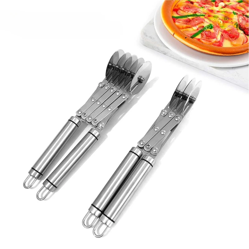 3/5 Wheels Retractable multi-wheel knife Stainless Steel Pizza Slicer With Handle Dough Divider Knife Flexible Pizza Slicer Tool 
3/5 Wheels Retractable multi-wheel knife Stainless Steel Pizza Slicer With Handle Dough Divider Knife Flexible Pizza Slicer Tool