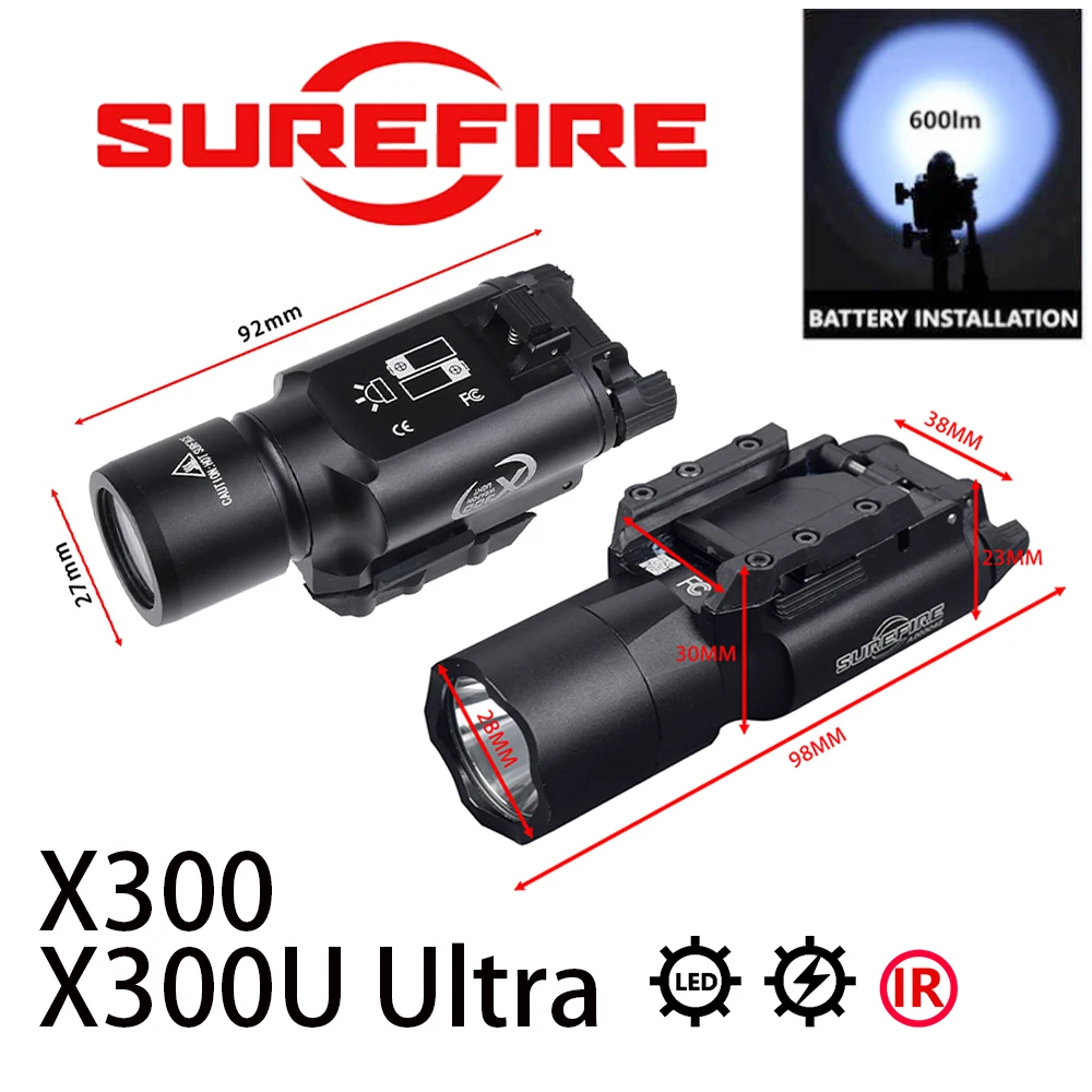 Surefire Light X300 X300U Ultra X300V X300V-IR X300UH-B XH15 XH35 for 20mm Rail Hanging Hunting Scout Flashlight 600 Lumens LED
Surefire Light X300 X300U Ultra X300V X300V-IR X300UH-B XH15 XH35 for 20mm Rail Hanging Hunting Scout Flashlight 600 Lumens LED
