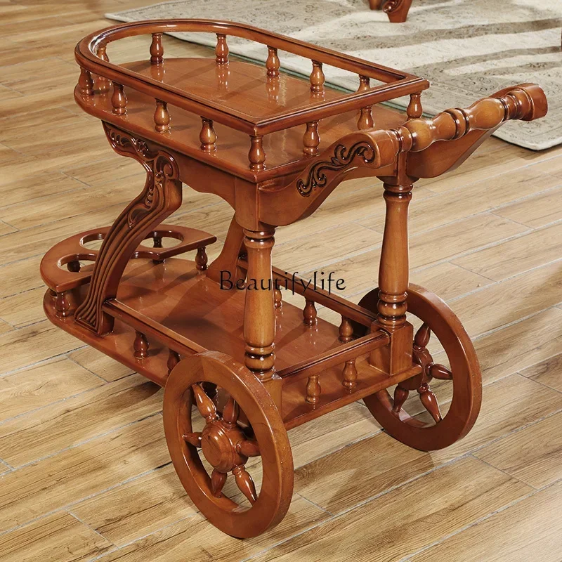 1PJ12-*All solid wood European wine cart American mobile trolley carved food preparation cart
1PJ12-*All solid wood European wine cart American mobile trolley carved food preparation cart