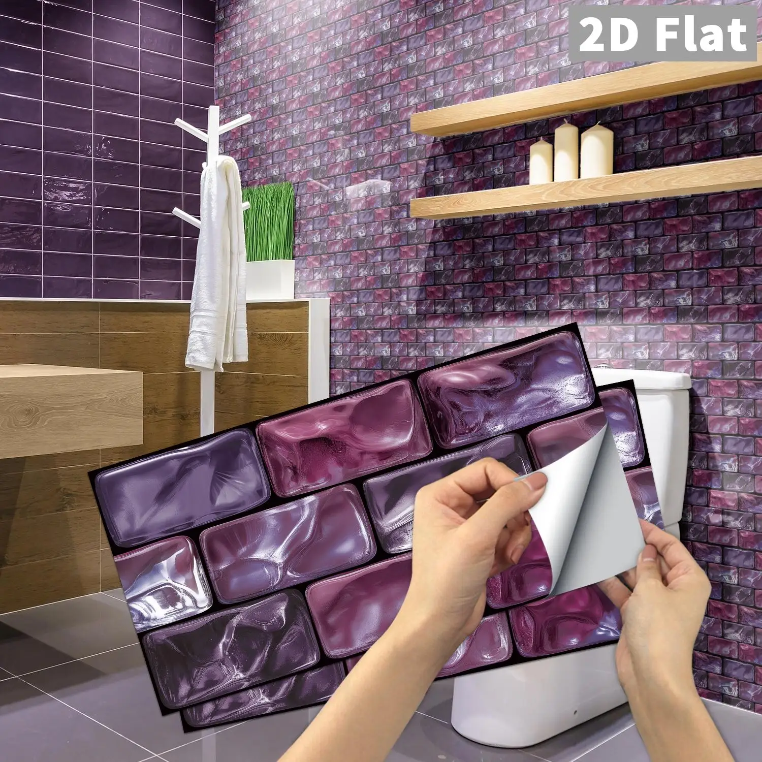 Purple glass tiles, ceramic tile stickers, kitchen, bathroom, living room background wall self-adhesive decorative stickers
Purple glass tiles, ceramic tile stickers, kitchen, bathroom, living room background wall self-adhesive decorative stickers