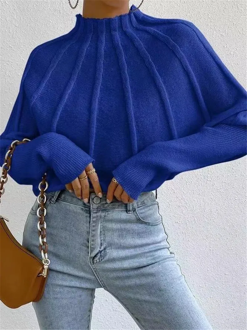 Half High Collar Solid Color Versatile Knitted Pullover Bat Sleeve Sweater Autumn New Women's Casual Fashion Sweaters
Half High Collar Solid Color Versatile Knitted Pullover Bat Sleeve Sweater Autumn New Women's Casual Fashion Sweaters
