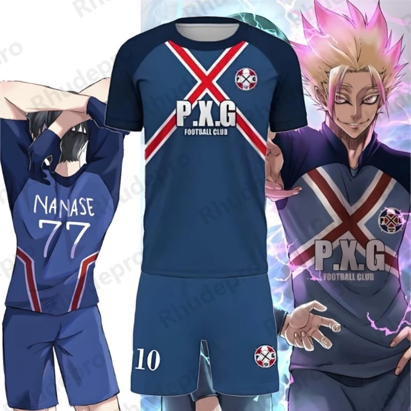 Anime Blue Lock P.X.G Football Jersey Suit 3D Shidou Print Cosplay Sports T-Shirts Shorts Set Fashion Men's Tracksuit Outfits
Anime Blue Lock P.X.G Football Jersey Suit 3D Shidou Print Cosplay Sports T-Shirts Shorts Set Fashion Men's Tracksuit Outfits