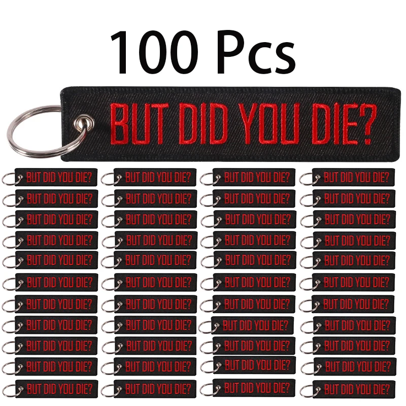 100Pcs Cars Keychain But Did You Die Embroidery Black Bottom Red Letter Keychain
100Pcs Cars Keychain But Did You Die Embroidery Black Bottom Red Letter Keychain