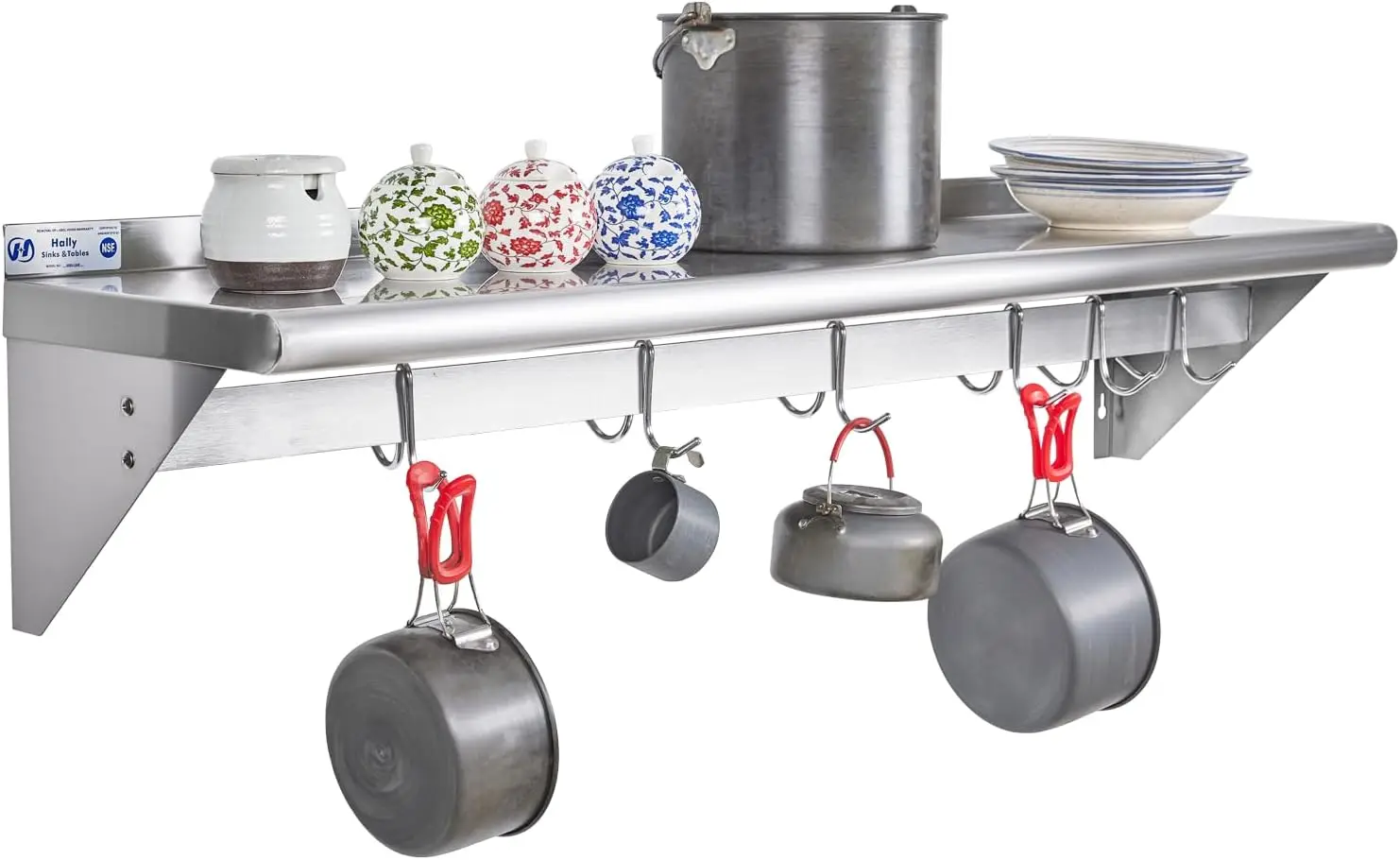 Hally Stainl Steel Shelf With 6 Hooks 12"" X 48"" Wall Mounted Pot Rack, Nsf Commercial Floating Shelving For Storage Hanging
Hally Stainl Steel Shelf With 6 Hooks 12"" X 48"" Wall Mounted Pot Rack, Nsf Commercial Floating Shelving For Storage Hanging