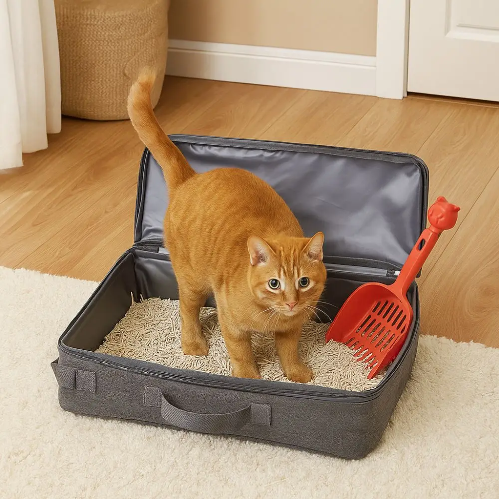 Oxford Cloth Foldable Cat Litter Box Large Capacity Rectangular Travel Litter Pan Waterproof with Shovel Portable Pet Toilet
Oxford Cloth Foldable Cat Litter Box Large Capacity Rectangular Travel Litter Pan Waterproof with Shovel Portable Pet Toilet