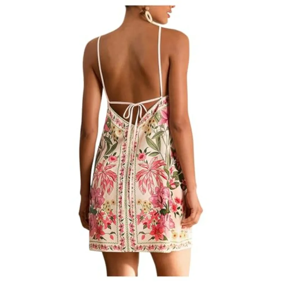 RoseSeek Women's Boho Tropical Tie Backless Halter Dresses Sleeveless Vacation Beach Short Dress
RoseSeek Women's Boho Tropical Tie Backless Halter Dresses Sleeveless Vacation Beach Short Dress