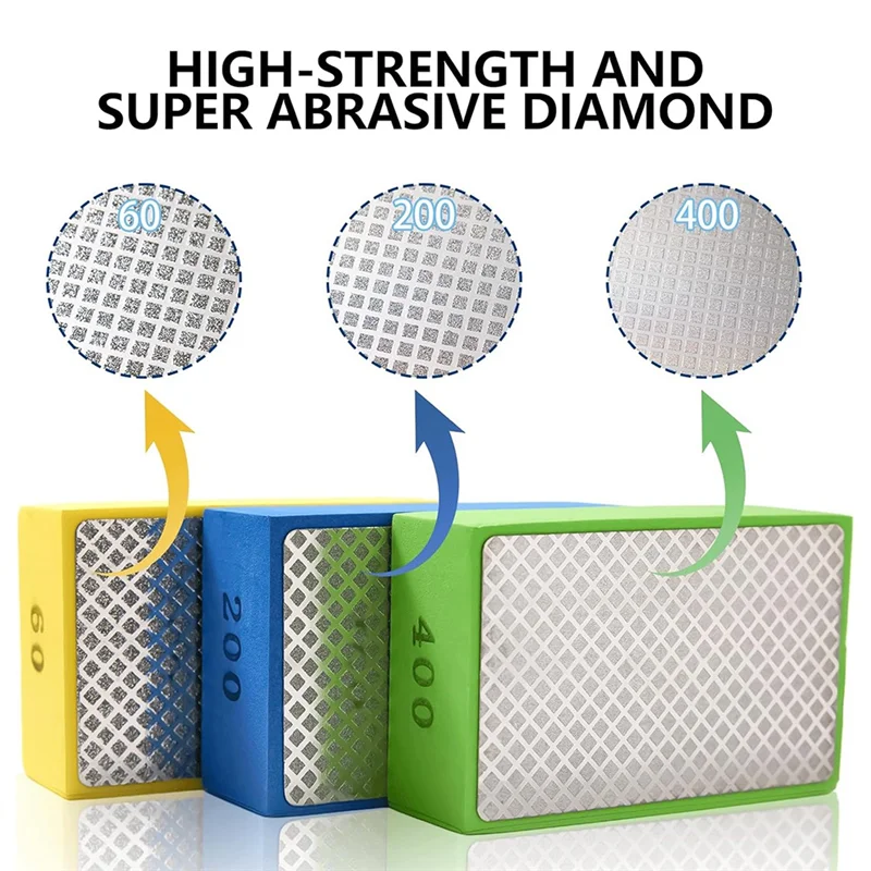 Высококачественные алмазные подушечки для ручной полировки, 3 шт. алмазные шлифовальные подушечки, зернистость 60/200/400, шлифовальный блок, пенопластовая подложка для плитки, стекла St
Высококачественные алмазные подушечки для ручной полировки, 3 шт. алмазные шлифовальные подушечки, зернистость 60/200/400, шлифовальный блок, пенопластовая подложка для плитки, стекла St