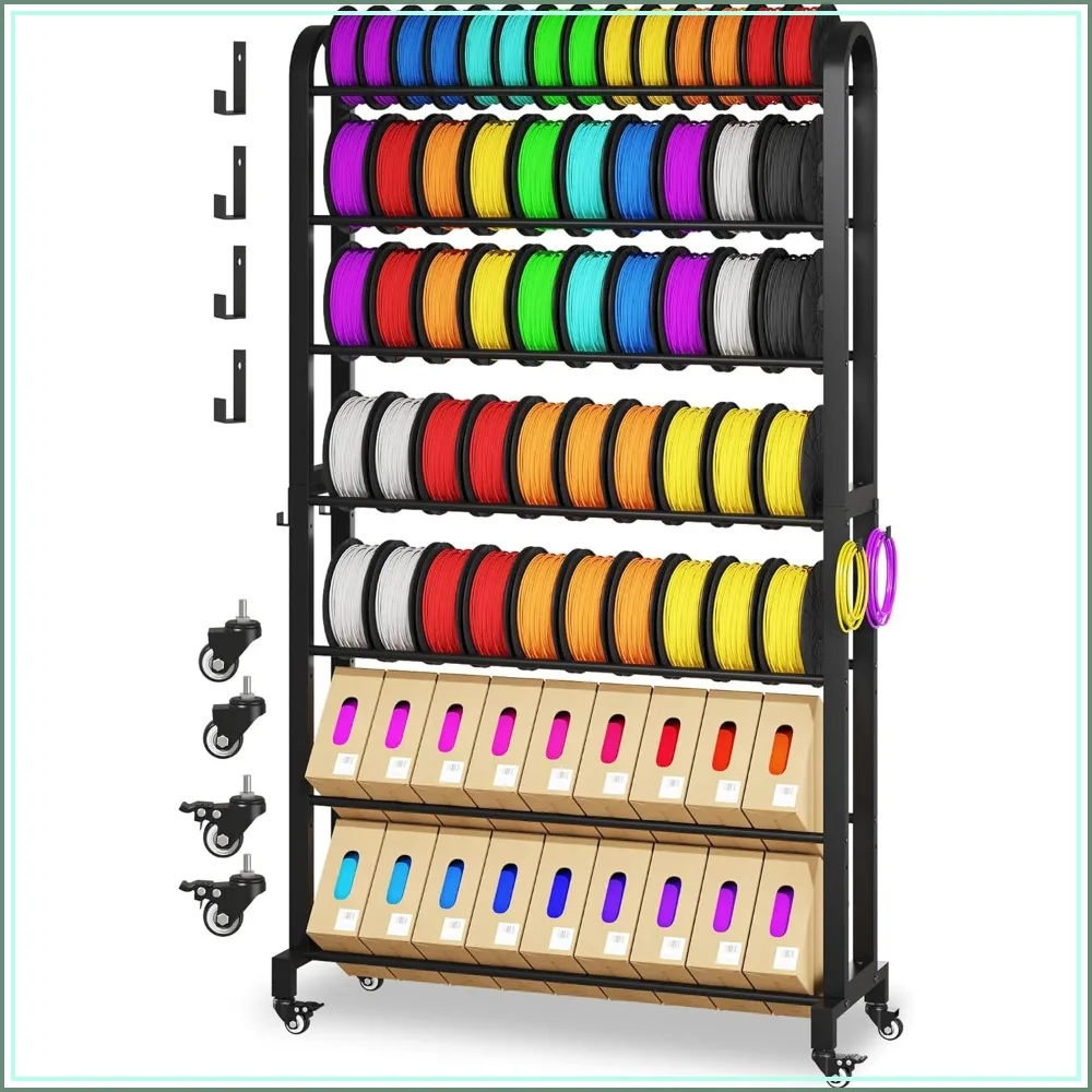 Heavy Duty 7-Tier Filament Rack with Wheels, Holds 80 Spools, Adjustable Metal Shelf for 3D Printing Workshop
Heavy Duty 7-Tier Filament Rack with Wheels, Holds 80 Spools, Adjustable Metal Shelf for 3D Printing Workshop