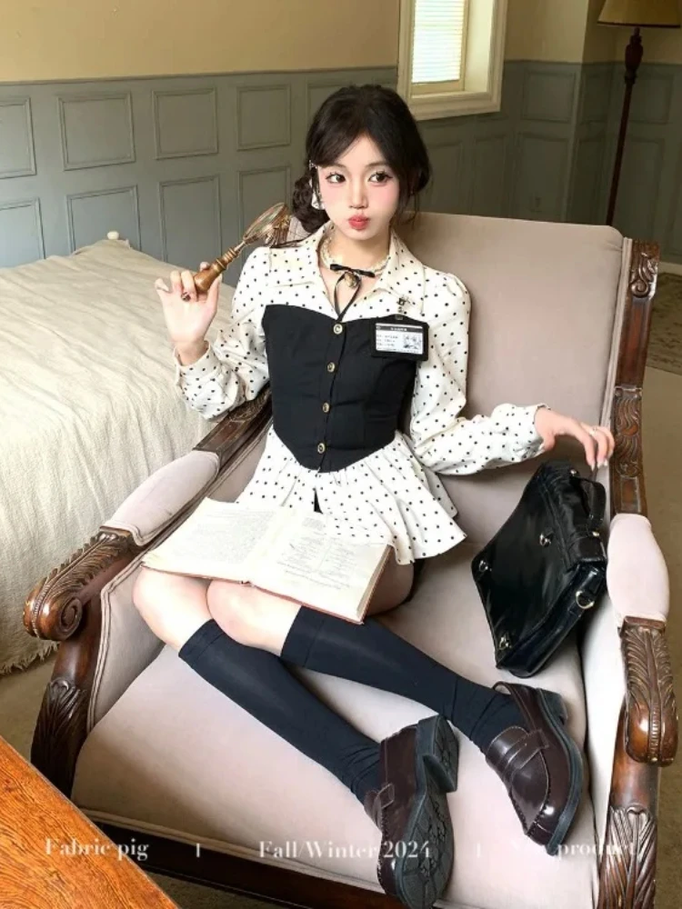 Волнистая точка, модные лоскутные блузки из двух предметов Y2k, рубашки с тонкой талией и лацканами, женские весенние новые блузки с длинным рукавом, Blusas Mujer
Волнистая точка, модные лоскутные блузки из двух предметов Y2k, рубашки с тонкой талией и лацканами, женские весенние новые блузки с длинным рукавом, Blusas Mujer