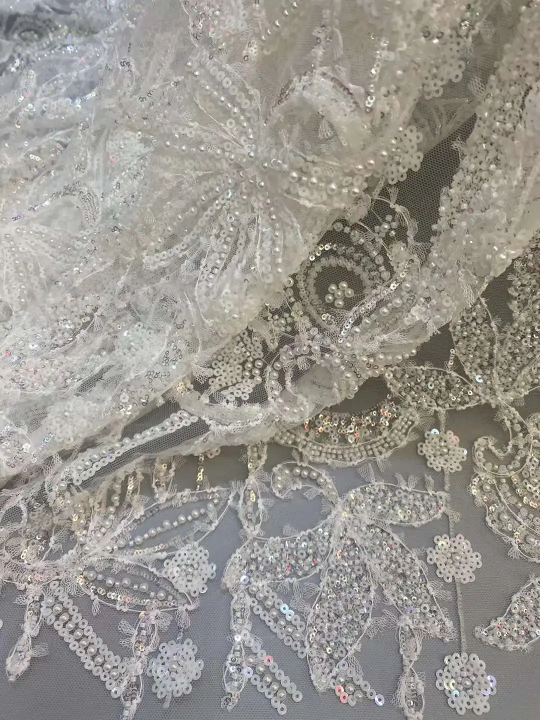 High quality Wedding Dress Design White/Beads pearls Embroidery African Lace French Mesh Yarn For Evening Dresses Weddings Party
High quality Wedding Dress Design White/Beads pearls Embroidery African Lace French Mesh Yarn For Evening Dresses Weddings Party