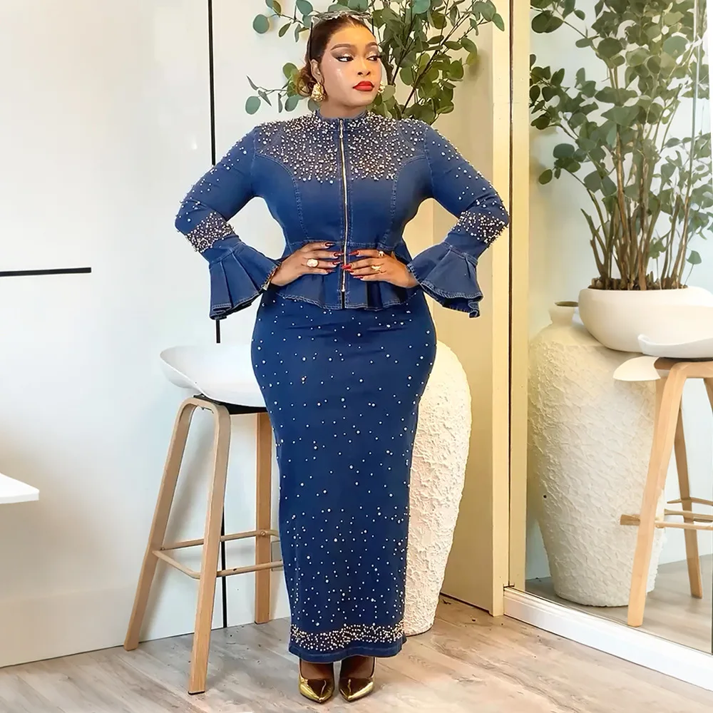 Plus Size African Clothes for Women 2 PCS Sets Tops and Skirts Suits Dashiki Ankara Denim Outfit Turkey Wedding Party Dresses
Plus Size African Clothes for Women 2 PCS Sets Tops and Skirts Suits Dashiki Ankara Denim Outfit Turkey Wedding Party Dresses