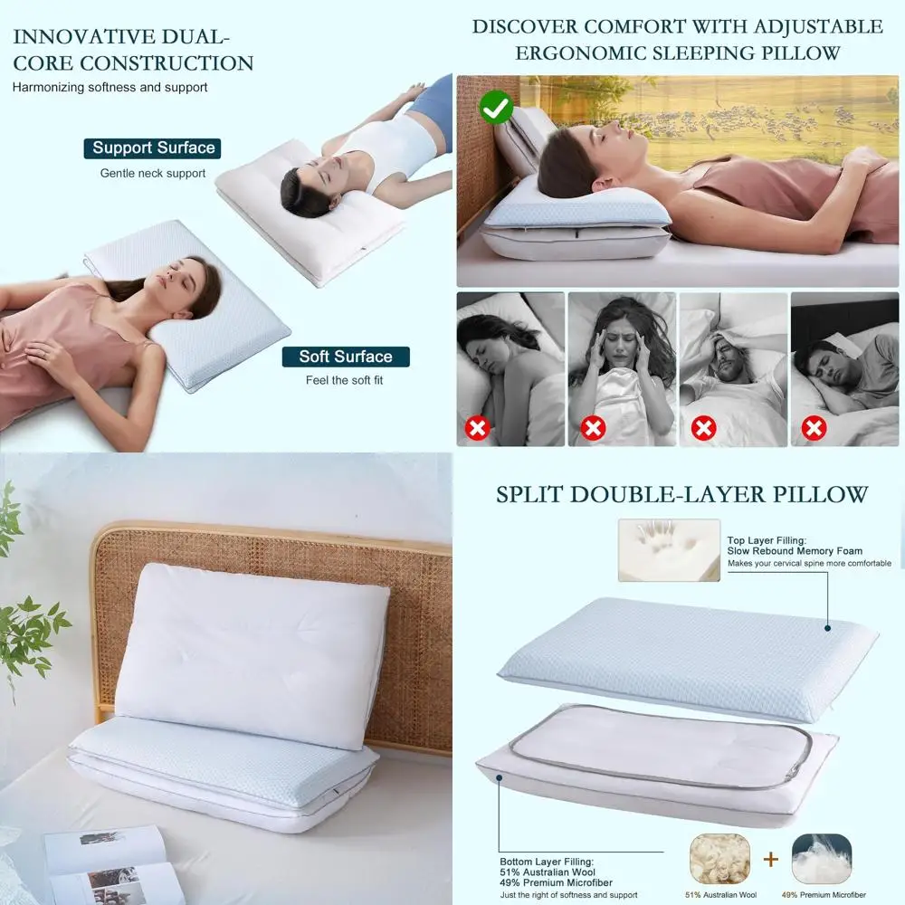 Охлаждающая подушка из пены с эффектом памяти размера «queen-size» — мягкая поддержка шерсти, регулируемые слои для горячих снастей, ультра дышащий холодный чехол
Охлаждающая подушка из пены с эффектом памяти размера «queen-size» — мягкая поддержка шерсти, регулируемые слои для горячих снастей, ультра дышащий холодный чехол