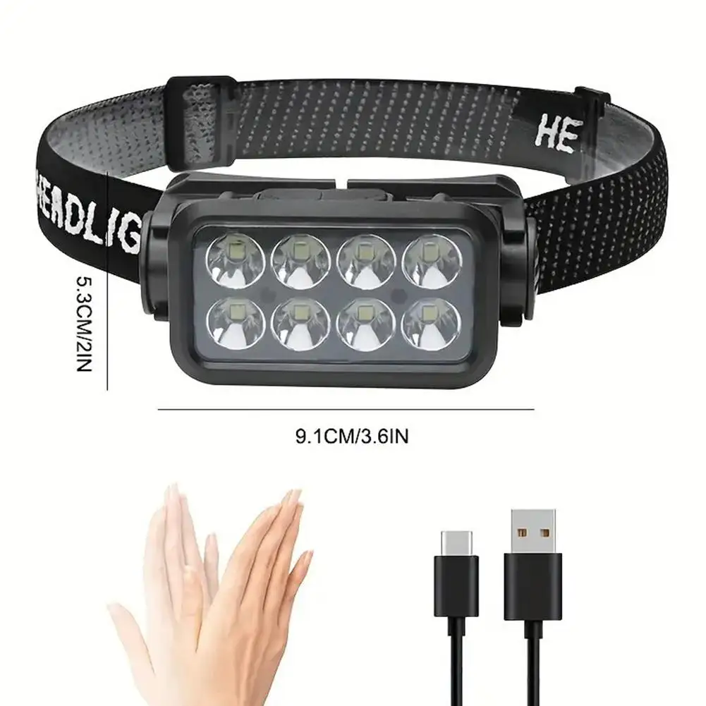 Motion Sensor LED Headlamp Rechargeable Bright Headlight with 5 Modes, Waterproof Head Torch for Camping, Hiking, Fishing
Motion Sensor LED Headlamp Rechargeable Bright Headlight with 5 Modes, Waterproof Head Torch for Camping, Hiking, Fishing
