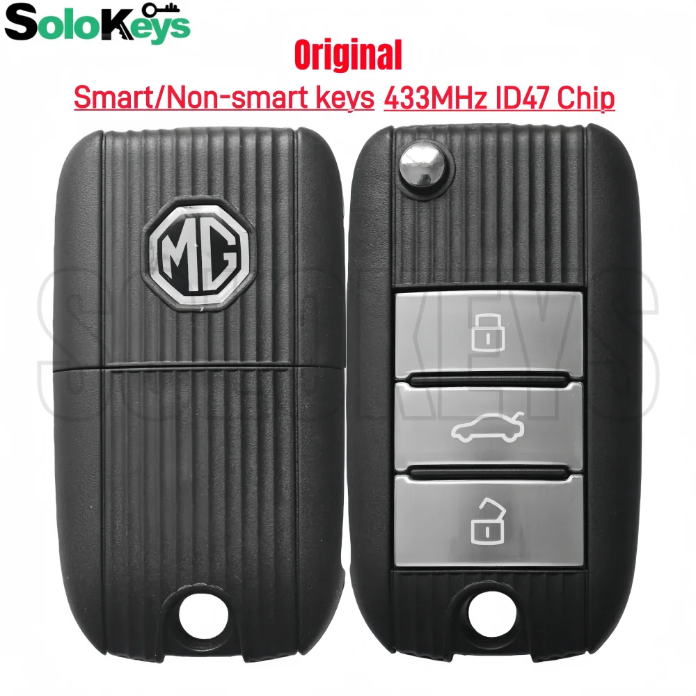 Оригинальный откидной смарт-смарт/несмартный дистанционный ключ SOLOKEYS для автомобиля MG ZS MG6, 433 МГц, чип ID47 PCF7953X/NCF29AXx/PCF7961X, 3 кнопки
Оригинальный откидной смарт-смарт/несмартный дистанционный ключ SOLOKEYS для автомобиля MG ZS MG6, 433 МГц, чип ID47 PCF7953X/NCF29AXx/PCF7961X, 3 кнопки
