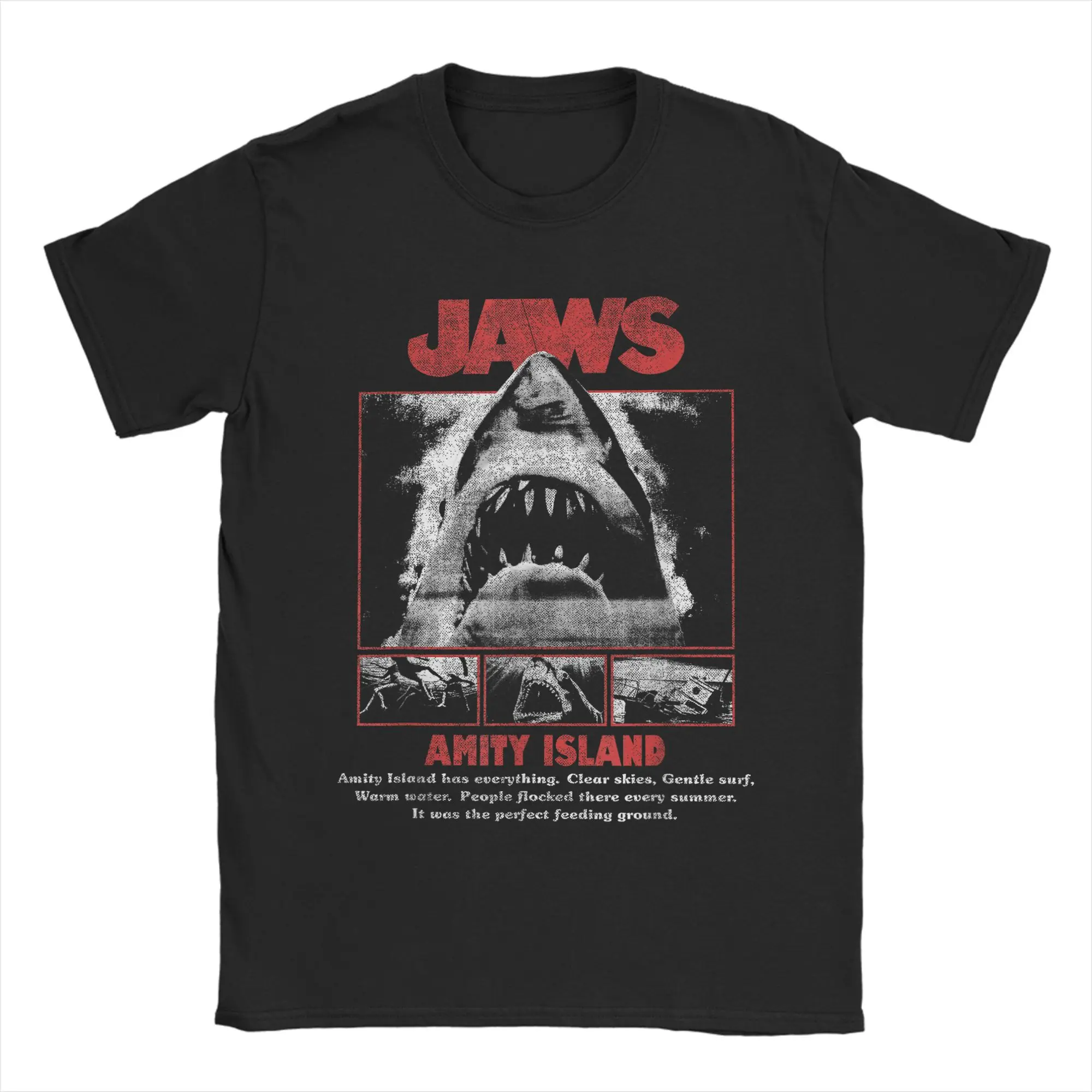 Мужские футболки с постером в стиле поп-музыки Jaws Movie Shark, хлопковая одежда, новинка, футболка с короткими рукавами и круглым вырезом, идея подарка, футболка
Мужские футболки с постером в стиле поп-музыки Jaws Movie Shark, хлопковая одежда, новинка, футболка с короткими рукавами и круглым вырезом, идея подарка, футболка